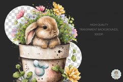 Watercolor Cute Spring Bunny in Plant Pot Sublimation Set Product Image 2