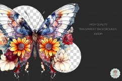 Butterfly Floral Watercolor Sublimation Clipart Bundle Product Image 3