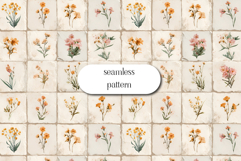 Vintage Botanical Tile Seamless Pattern Floral Squares Product Image 1