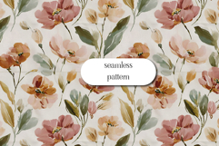Blush Wildflower Pattern, Watercolor Floral Seamless Print Product Image 1