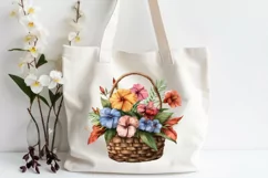 Watercolor wildflower Png Clipart in rustic basket Product Image 2