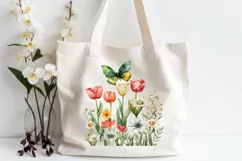 Watercolor Lily Clipart , Spring Flower and Butterfly Product Image 2