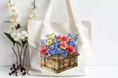Watercolor wildflower Png Clipart in rustic basket Product Image 2