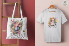 Watercolor Baby Stroller Spring Flowers Clipart Sublimation Product Image 4