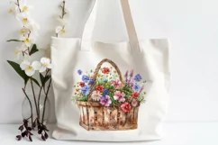 Watercolor wildflower Png Clipart in rustic basket Product Image 2