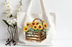Watercolor Sunflower Basket Clipart, Summer Flowers Product Image 2