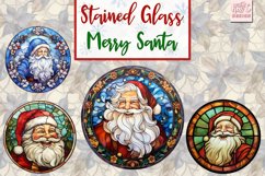 Stained Glass Merry Santa 14 PNGs Christmas Sublimation Product Image 3