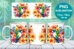 Hummingbird PNG sublimation. 11 & 15 oz mug wrap Product Image 1