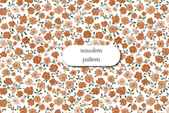 Orange Ditsy Floral Seamless Pattern, Watercolor Digital Product Image 1