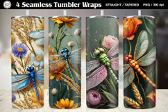 4 Dragonfly Tumbler Sublimation, 20 oz Tumbler Wrap Product Image 1