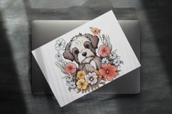 Adorable Dog and Flowers Clipart Product Image 4