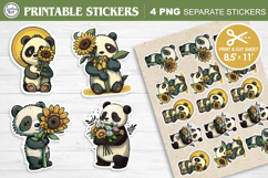 Cute Panda &amp; Bamboo. Print &amp; Cut Stickers PNG Product Image 1
