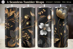 Black & Gold Sublimation, 20 oz Tumbler Wrap Product Image 1