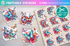 Summer. Butterfly. Print &amp; Cut Stickers PNG Product Image 1