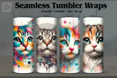 4 Cat Tumbler Sublimation, 20 oz Tumbler Wrap Product Image 1
