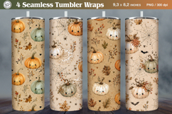Seamless Cute Pumpkin Tumbler Wrap Sublimation, 20 oz Product Image 1