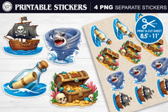 Cute Pirates. Print &amp; Cut Stickers PNG Product Image 1