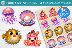 Cute Ocean. Print &amp; Cut Stickers PNG Product Image 1
