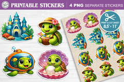 Cute Turtle. Print &amp; Cut Stickers PNG Product Image 1