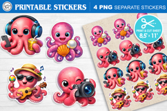 Cute Octopus. Print &amp; Cut Stickers PNG Product Image 1