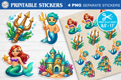 Cute Mermaid. Print &amp; Cut Stickers PNG Product Image 1