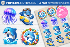 Cute Ocean. Print &amp; Cut Stickers PNG Product Image 1