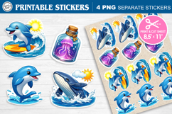 Cute Ocean. Print &amp; Cut Stickers PNG Product Image 1