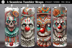 4 Creepy Clown Tumbler Wrap Sublimations, 20 oz Product Image 1