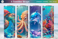 Cute Ocean Tumbler Sublimation, 20 oz Tumbler Wrap Product Image 1
