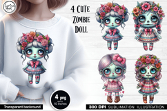 Cute Zombie Doll. Sublimation design PNG Product Image 1