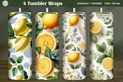 4 Lemon Tumbler Sublimation, 20 oz Tumbler Wrap Product Image 1