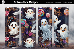 4 Ghost Tumbler Wrap Sublimations, 20 oz Product Image 1
