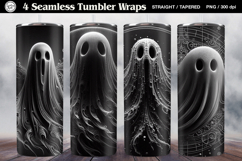 4 Ghost Tumbler Wrap Sublimations, 20 oz Product Image 1