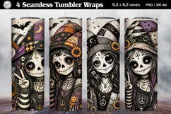 4 Cute Gothic Joker Tumbler Wrap Sublimations, 20 oz Product Image 1