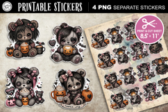 Zombie Teddy Bear. Halloween Stickers design PNG Product Image 1