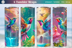 Hummingbirds Tumbler Sublimation, 20 oz Tumbler Wrap Product Image 1