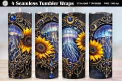 Gothic Sunflower Tumbler Wrap Sublimation, 20 oz Product Image 1
