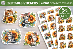 Kitty &amp; Sunflower Print &amp; Cut Stickers PNG Product Image 1