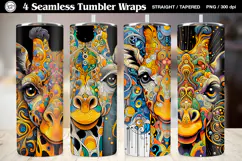 4 Giraffe Tumbler Sublimation, 20 oz Tumbler Wrap Product Image 1