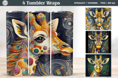 4 Giraffe Tumbler Sublimation, 20 oz Tumbler Wrap Product Image 1