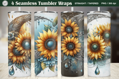 4 Celestial Sunflower Tumbler Wrap Sublimation, 20 oz Product Image 1