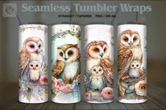 Cute Owl Tumbler Sublimation, 20 oz Seamless Tumbler Wrap Product Image 1