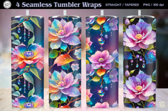 Night Flower Seamless 20 oz Tumbler Wrap Sublimation Product Image 1