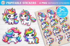 Cute Unicorn. Print &amp; Cut Stickers PNG Product Image 1