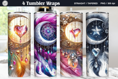 4 Boho Moon Tumbler Sublimation, 20 oz Tumbler Wrap Product Image 1