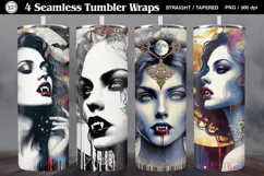 4 Vampire Seamless Tumbler Sublimation, 20 oz Tumbler Wrap Product Image 1