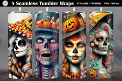4 Witch Seamless Tumbler Sublimation, 20 oz Tumbler Wrap Product Image 1