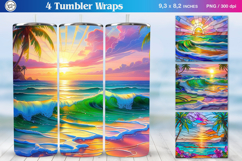 4 Stained Glass Sunset Sublimation, 20 oz Tumbler Wrap Product Image 1