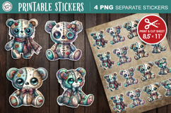 Zombie Teddy Bear. Halloween Stickers design PNG Product Image 1