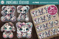 Zombie Teddy Bear. Halloween Stickers design PNG Product Image 1